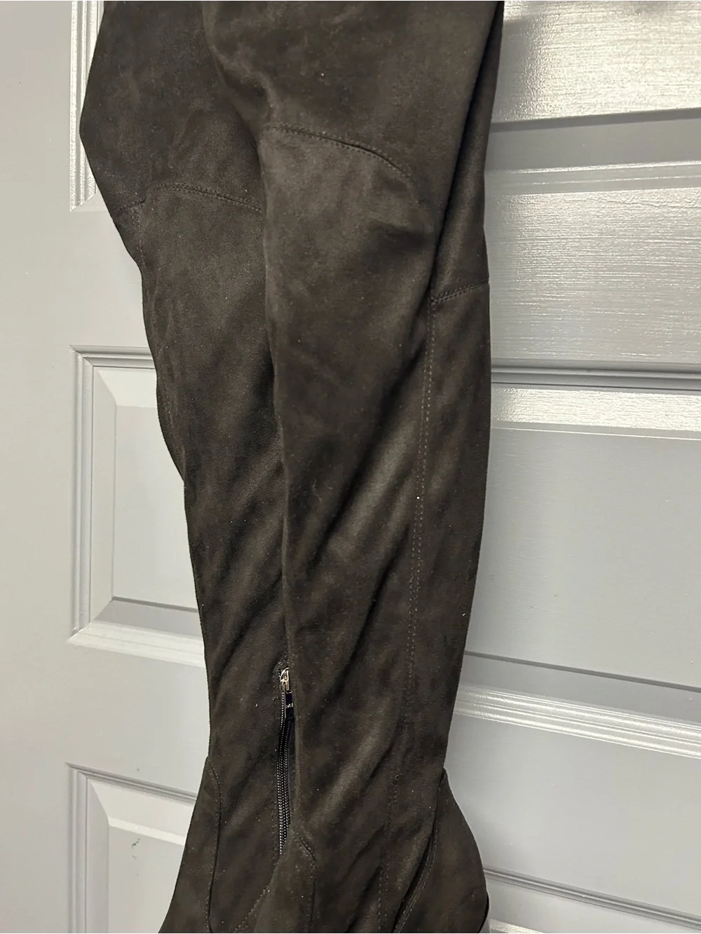 MARC FISHER YACINDA Over the knee black faux suede chunk 4”  heel boots. Size 10